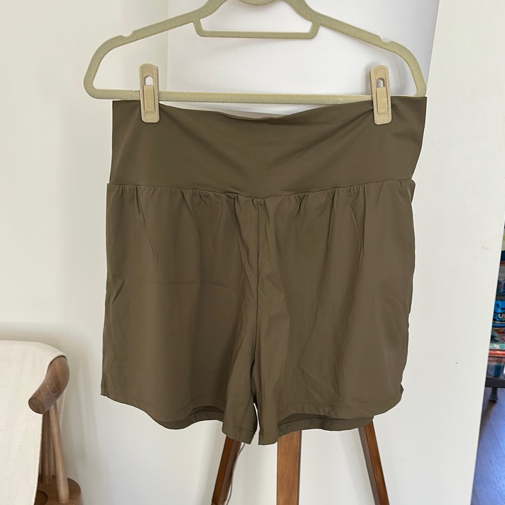 Olive Green Women's Shorts with built in stretch shorts